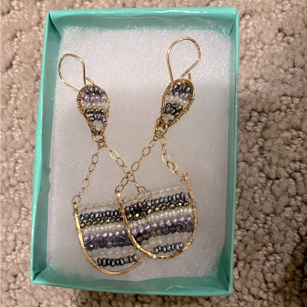 Gold beaded earrings